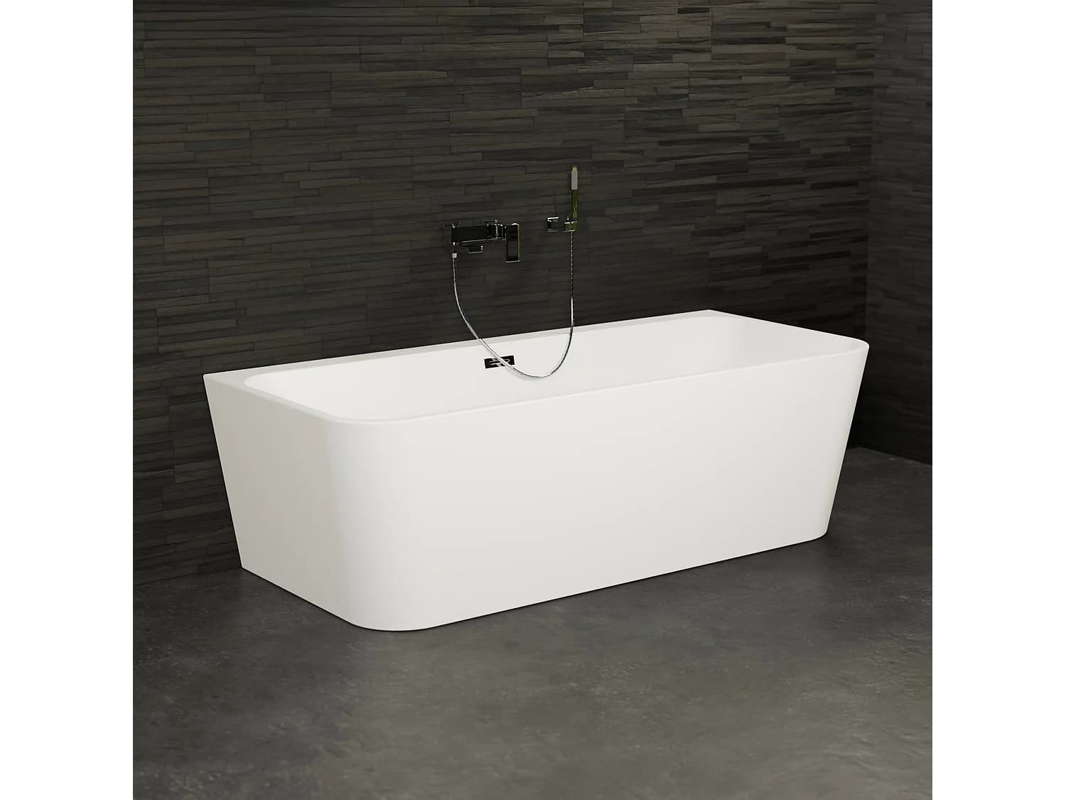 Baignoire Semi-îlot Murale Mint 160 Blanche 160 X75 X57 Cm, By Spalina