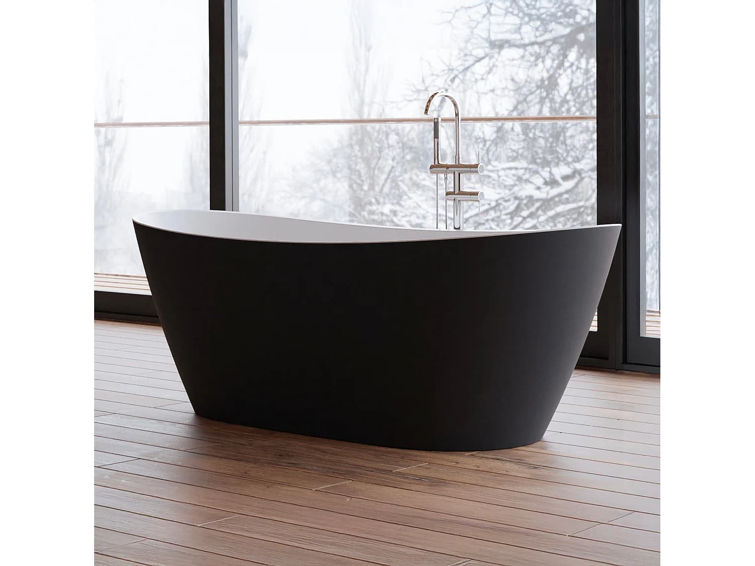 Baignoire îlot Ovale Venecia 170 Noire 170 X80 X57 Cm, By Spalina