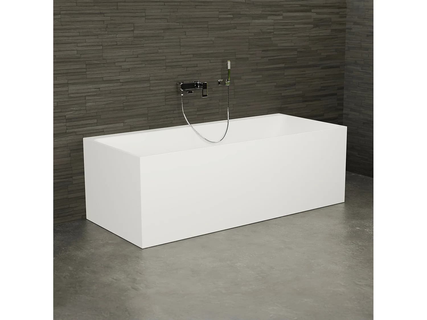 Baignoire Semi-îlot Murale Cobalt 170 Blanche 170 X75 X56 Cm, By Spalina
