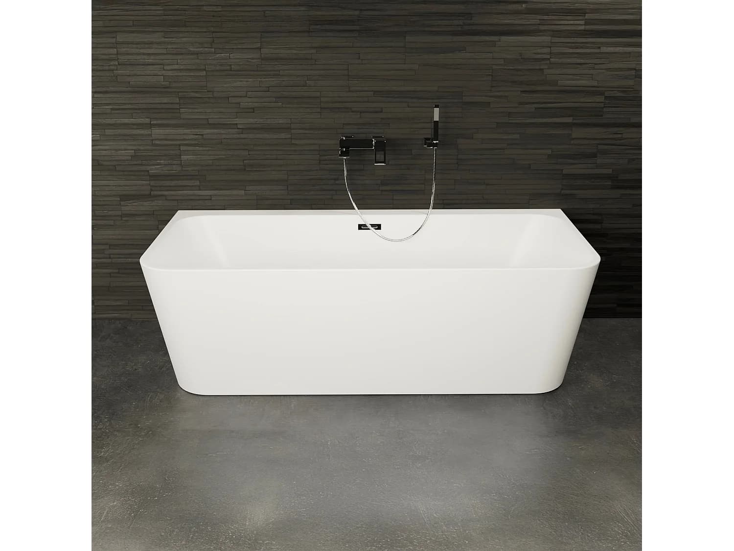 Baignoire Semi-îlot Murale Mint 180 Blanche 180 X81 X57 Cm, By Spalina