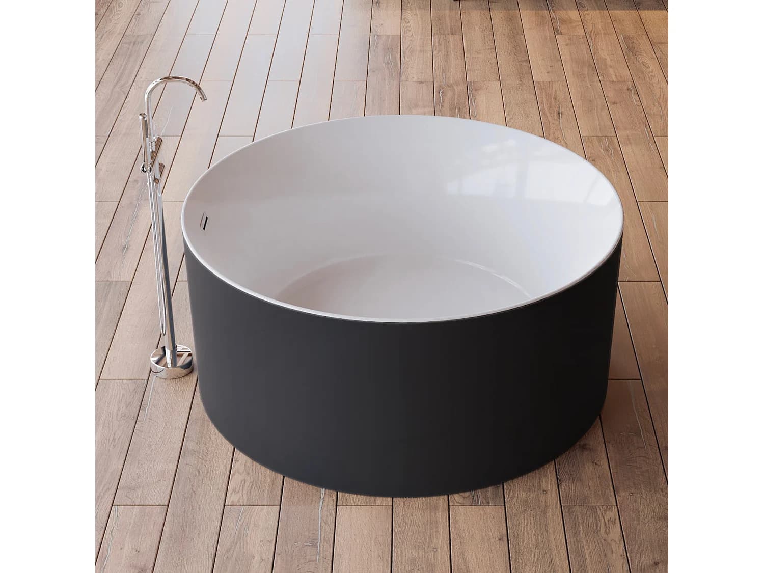 Baignoire îlot Ronde Loom 2.0 130 Noire 130 X130 X58 Cm, By Spalina