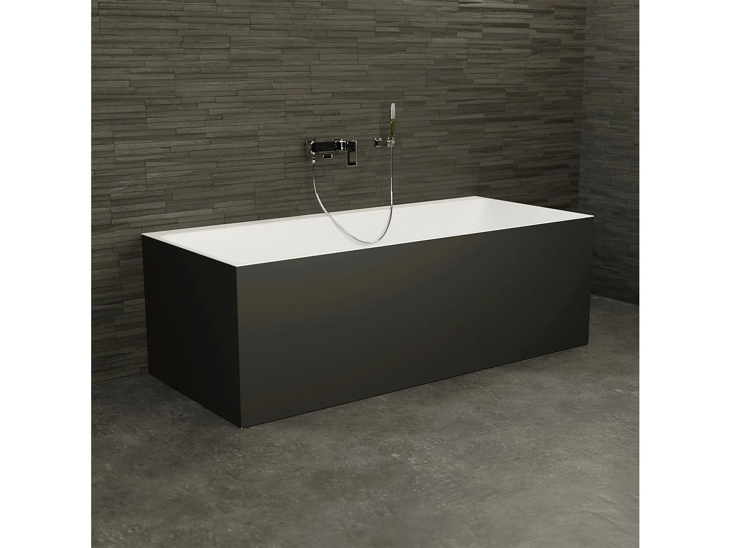 Baignoire Semi-îlot Murale Cobalt 170 Noire 170 X75 X56 Cm, By Spalina