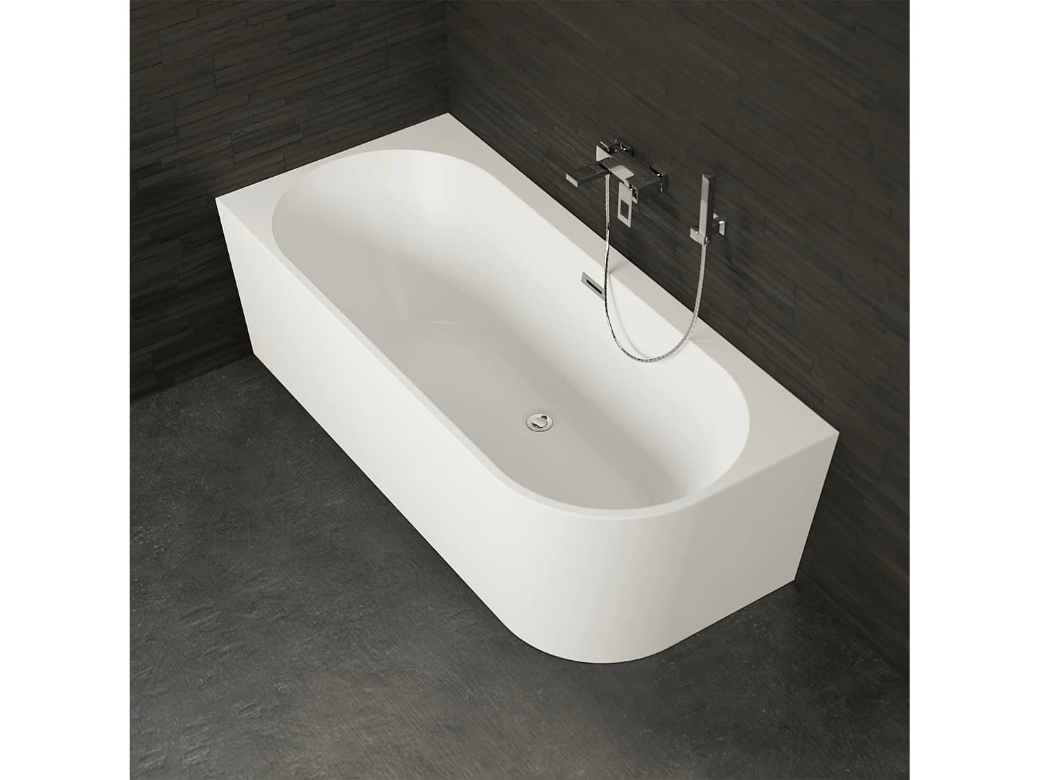 Baignoire Semi-îlot Murale D'angle Capri 180 Gauche Blanche 180 X81 X58 Cm, By Spalina