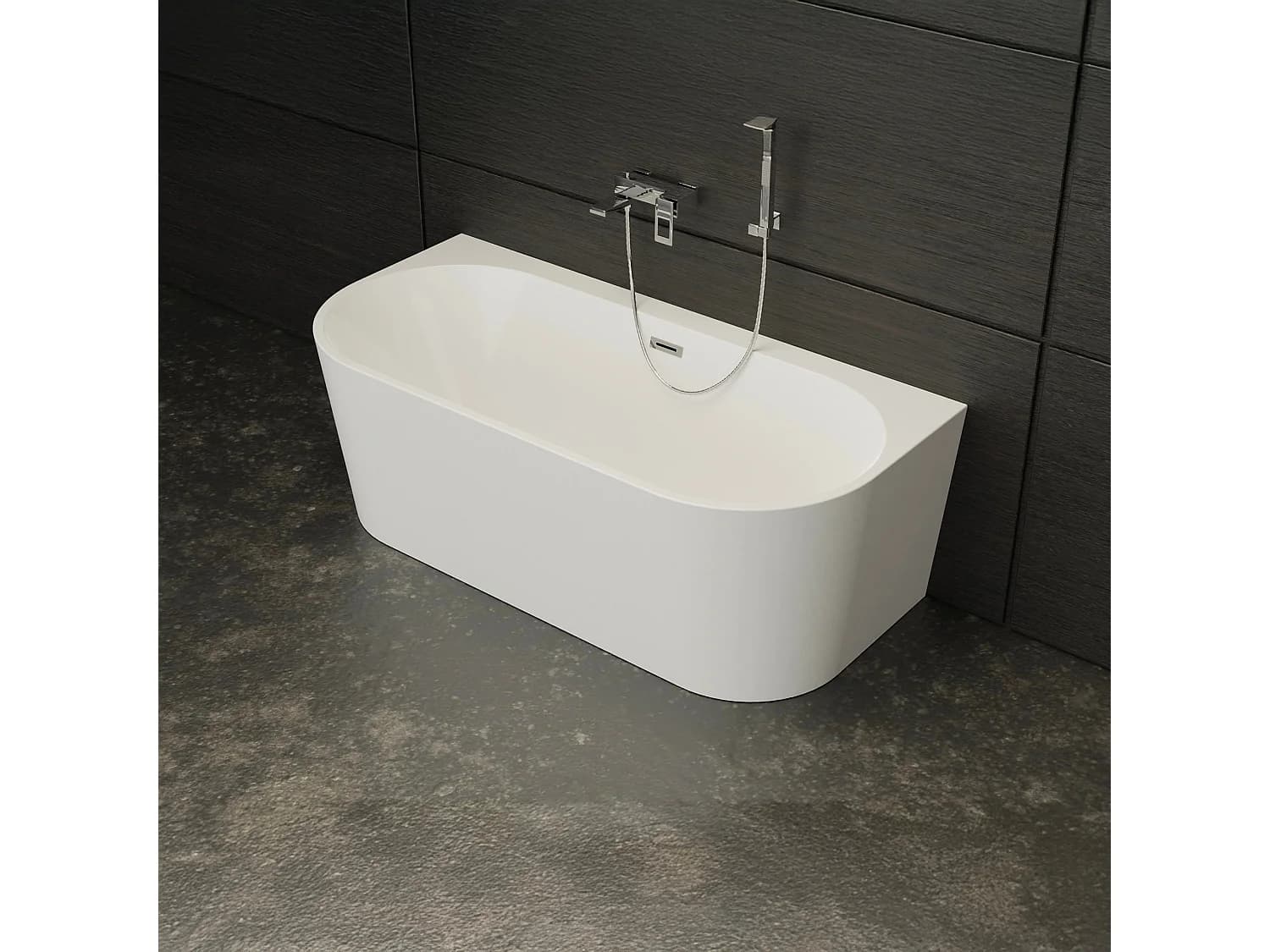 Baignoire Semi-îlot Murale Naos 170 Blanche 170 X80 X58 Cm, By Spalina