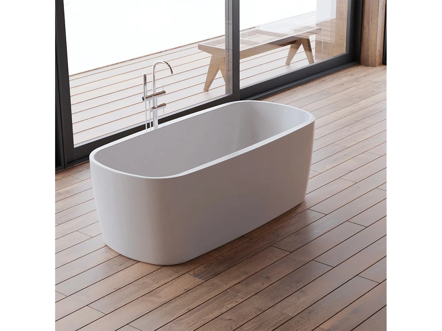 Baignoire îlot Rectangulaire Dune 170 Blanche 170 X80 X58 Cm, By Spalina