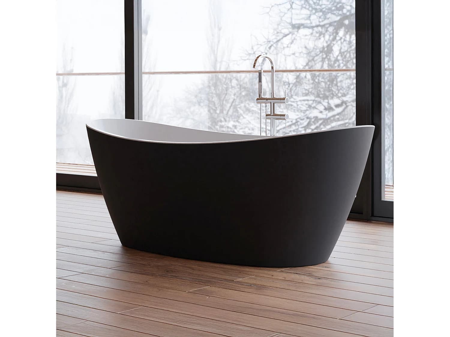 Baignoire îlot Ovale Neroon 2.0 170 Noire 170 X80 X60 Cm, By Spalina
