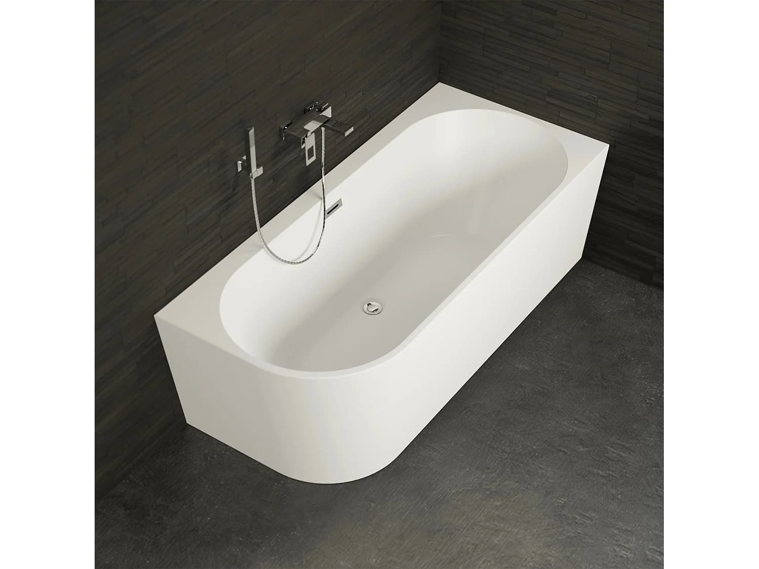 Baignoire Semi-îlot Murale D'angle Capri 170 Droite Blanche 170 X76 X58 Cm, By Spalina