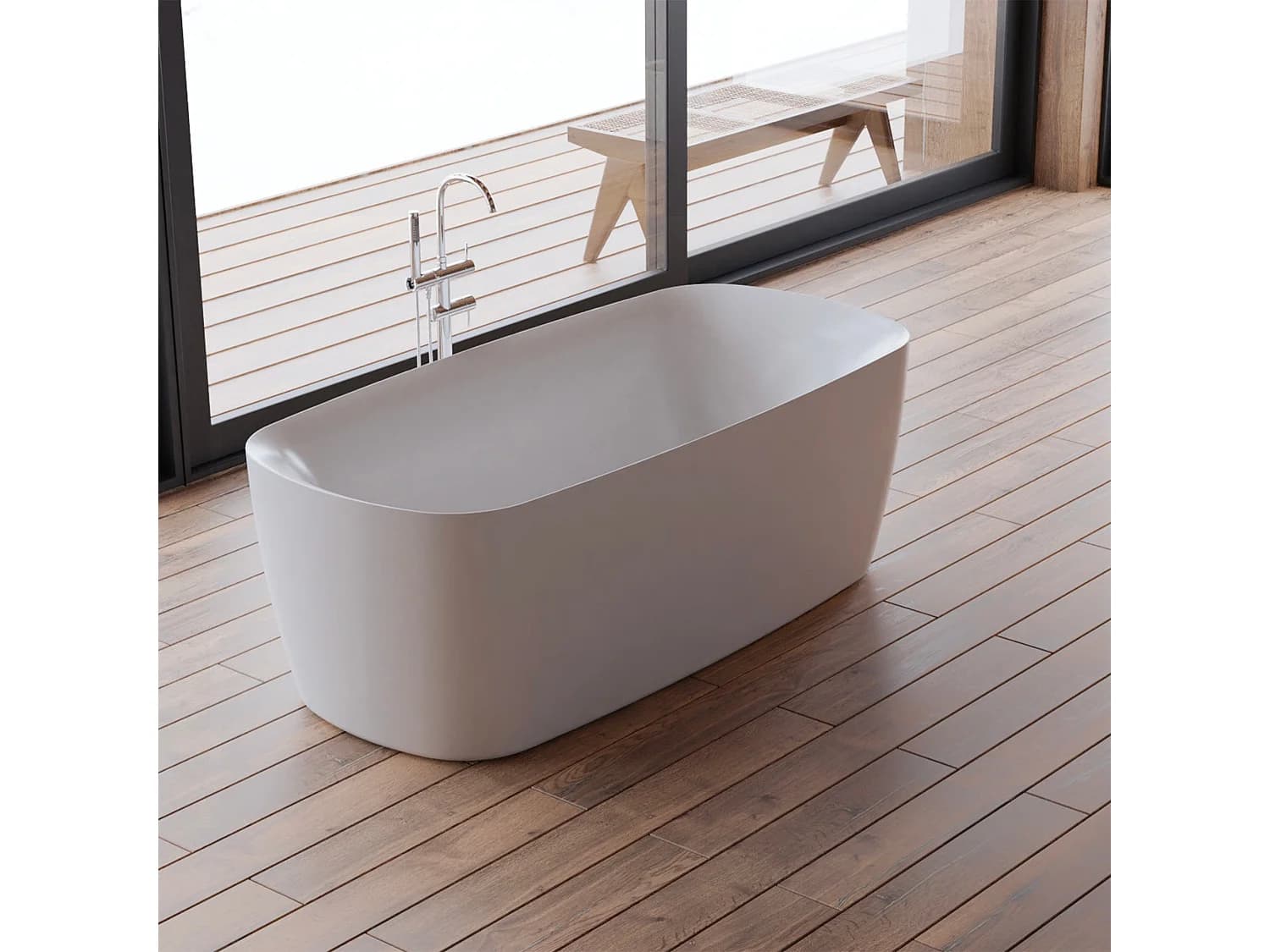 Baignoire îlot Ovale Swing 170 Blanche 170 X80 X58 Cm, By Spalina