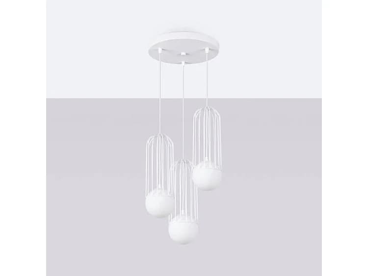 Pendentif Brina Moderne En Acier - 3 Sources Lumineuses - L.34 X H.115 Cm - Blanc