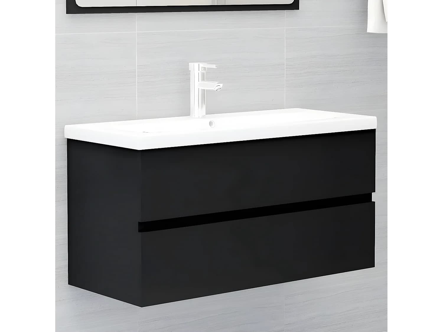 Armoire avec lavabo intégré Noir Bois d'ingénierie FR90730