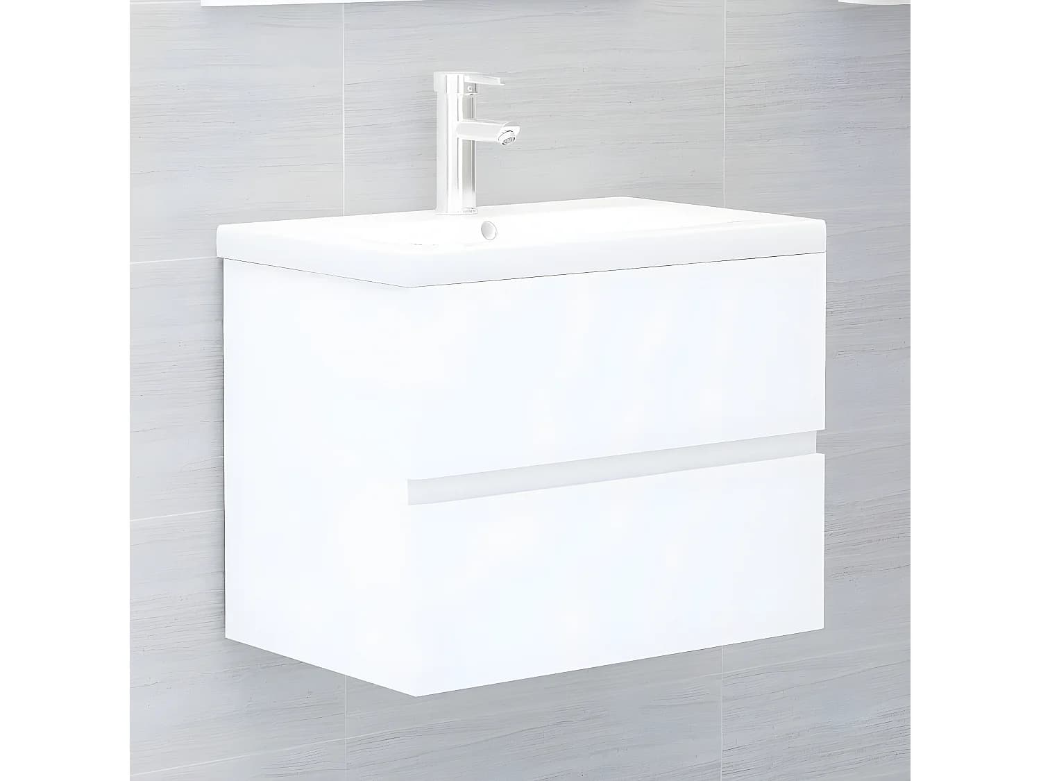 Armoire avec lavabo intégré blanc bois d'ingénierie FR95852