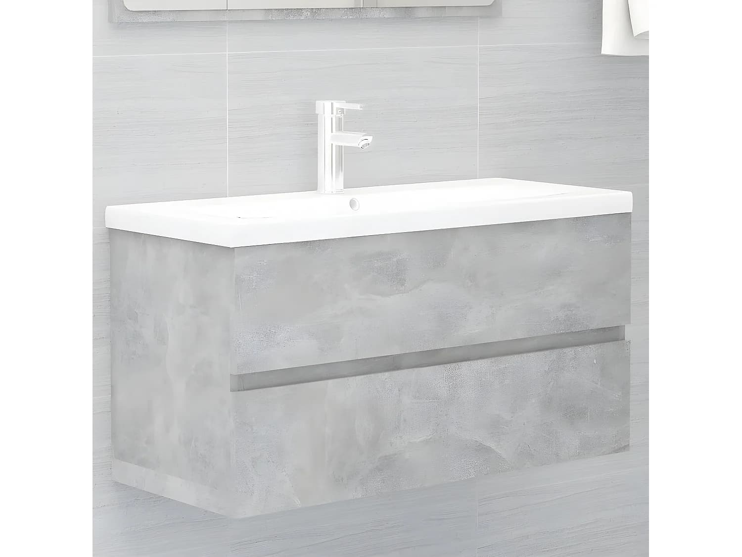 Armoire avec lavabo intégré Gris béton Bois d'ingénierie FR75902