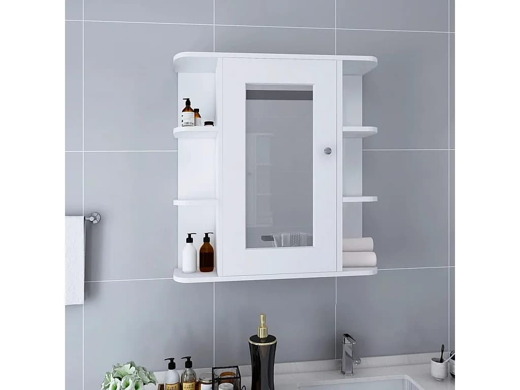 Armoire à miroir de salle de bain Blanc 66x17x63 cm MDF FR96970