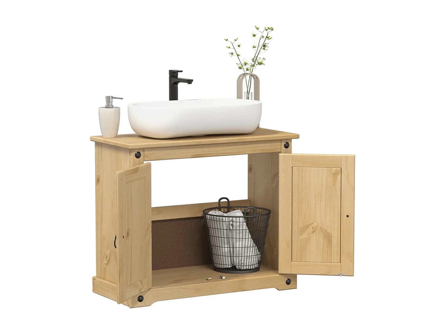 Meuble sous vasque Corona bois de pin massif FR59917
