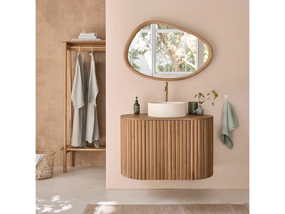 Meuble de salle de bain en teck massif 90 cm
