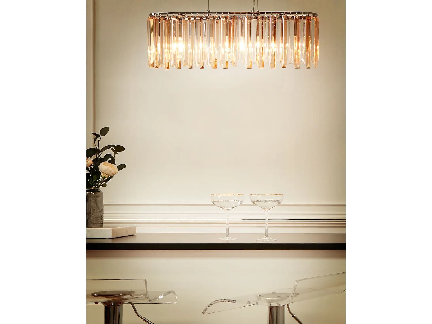 Lustre MANDEO Verre Argenté