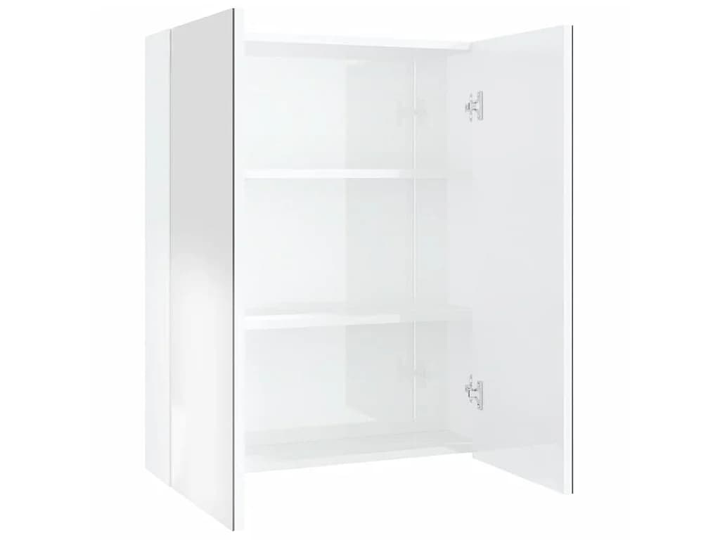 Armoire à miroir de salle de bain 60x15x75cm MDF Blanc brillant