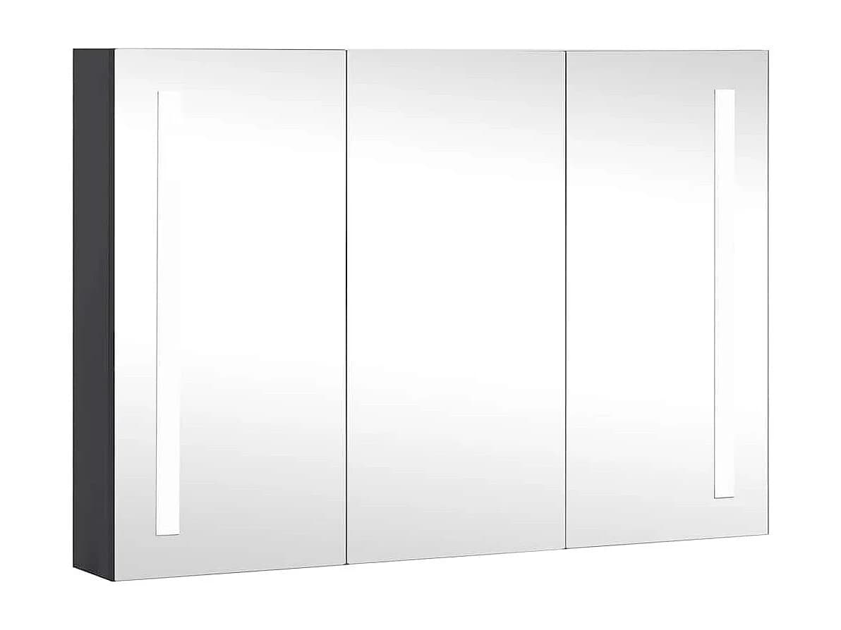 Armoire de salle de bain à miroir LED 89x14x62 cm