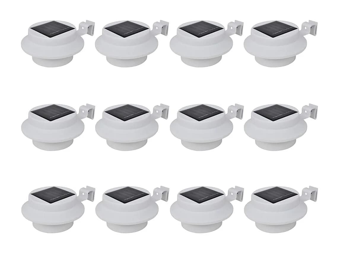 Lampes solaire à LED d'extérieur pour clôture 12 pcs Blanc FR385137