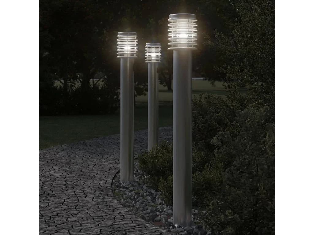 Lampadaires d'extérieur 3 pcs argenté 110 cm acier inoxydable FR116880