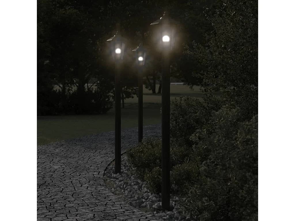Lampadaires d'extérieur 3 pcs noir 120 cm acier inoxydable FR667644