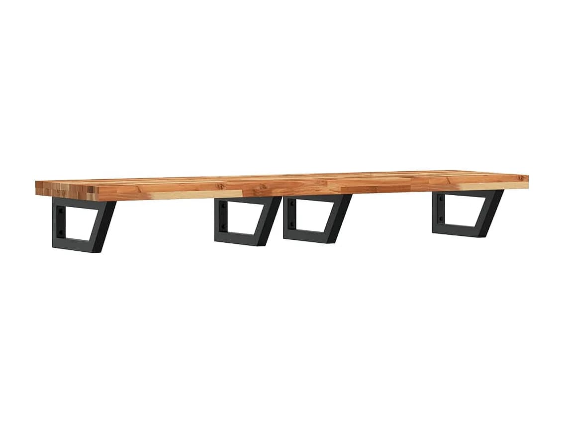 Meuble sous vasque murale acier et bois massif d'acacia FR677589
