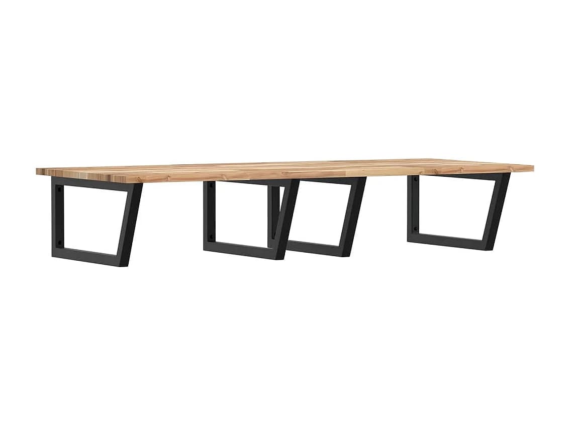 Meuble sous vasque murale acier et bois massif d'acacia FR475177