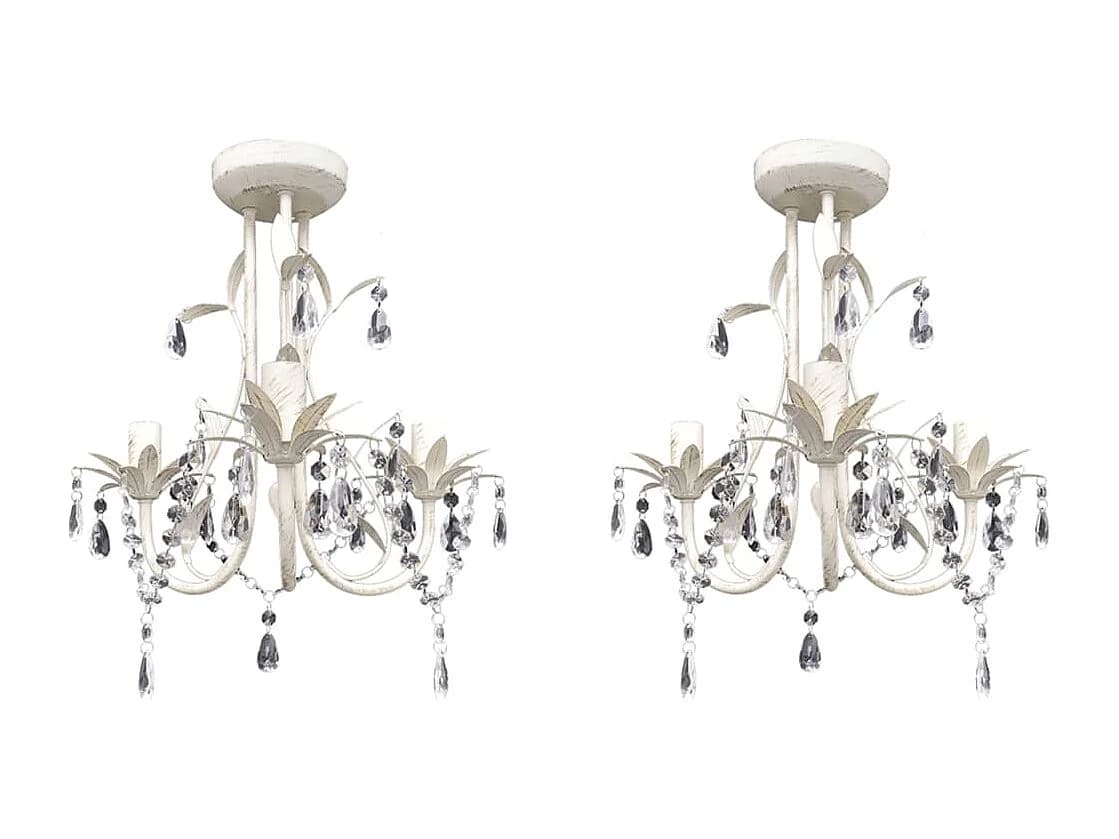 Lustres suspendus à cristaux 2 pcs Blanc élégant FR261096