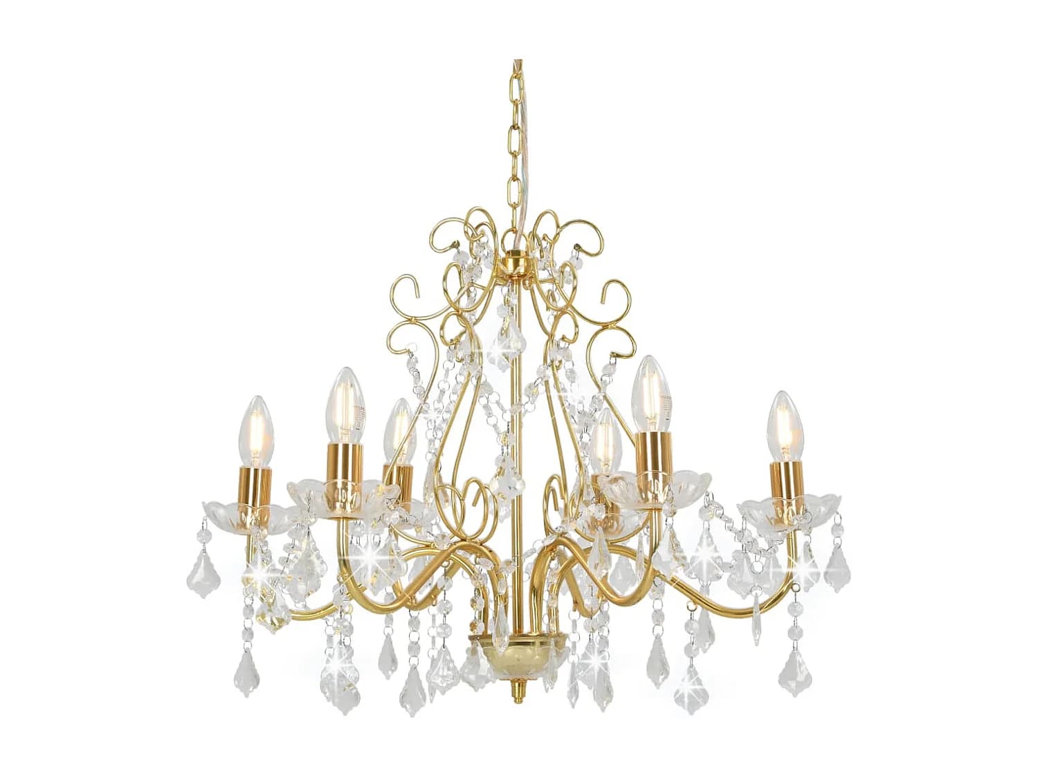 Lustre avec perles de cristal Doré Rond 6 x E14 FR748843