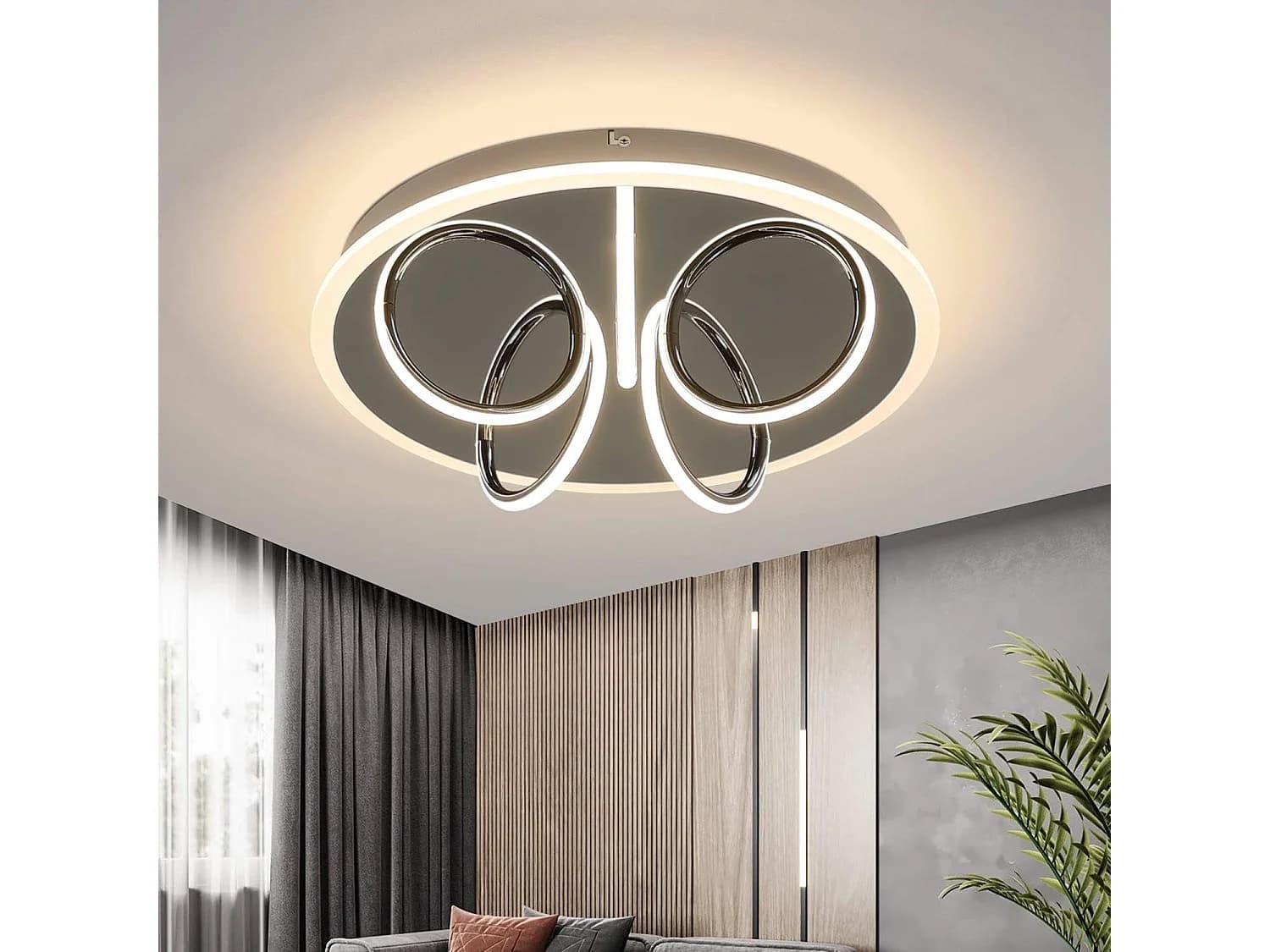 Nettlife Plafonnier LED Salon Lumière Blanc Chaud 41 W, 3000 K, 43 × 12,5 cm Lampe moderne pour chambre à coucher chambre d'enfant, cuisine couloir