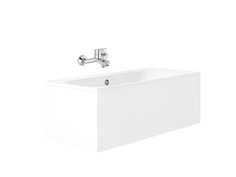 Pack baignoire droite 180 x 80 JACOB DELAFON Elise + mitigeur bain douche chromé + vidage