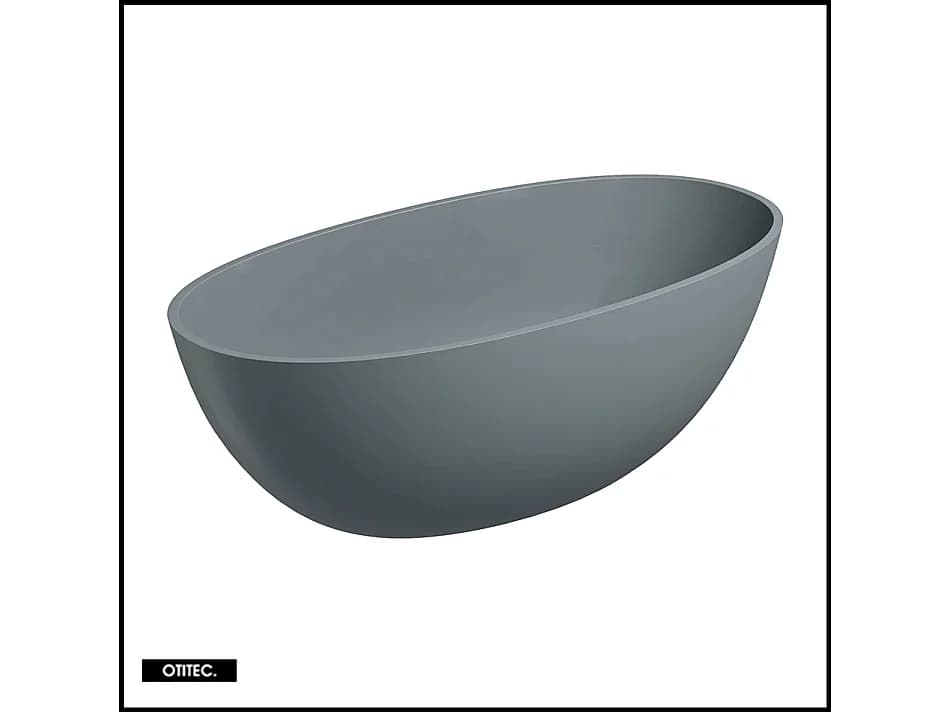 Baignoire Îlot - 160 x 75 cm - SHELL - GRIS CENDRÉ MAT - avec SIPHON INCLUS