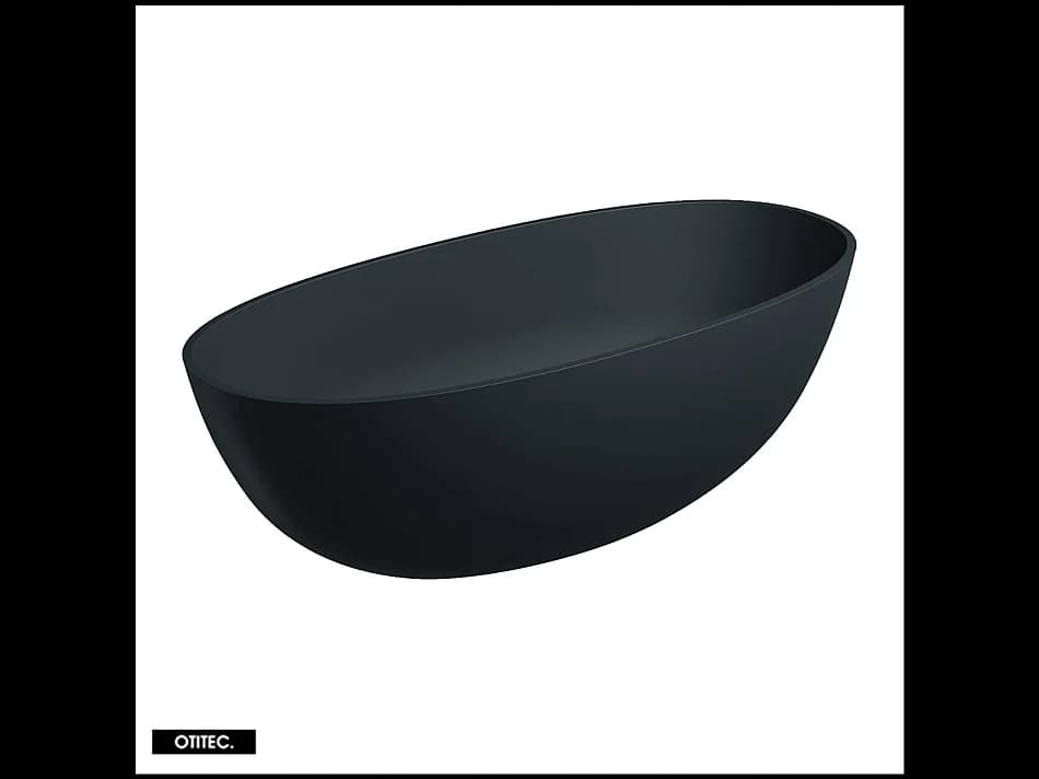 Baignoire Îlot - 148 x 75 cm - SHELL - NOIR MAT - avec SIPHON INCLUS