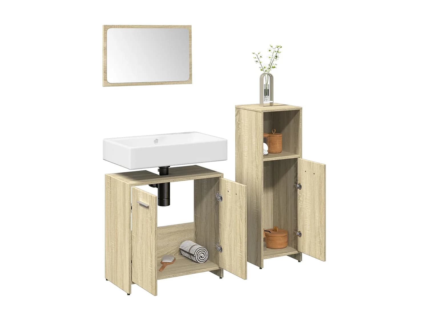 Ensemble de meubles de salle de bain 3 pcs chêne sonoma
