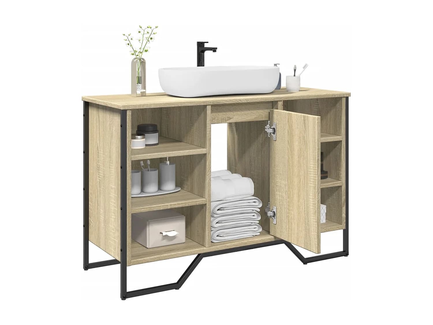 Armoire lavabo de salle de bain chêne sonoma 91x35x60 cm