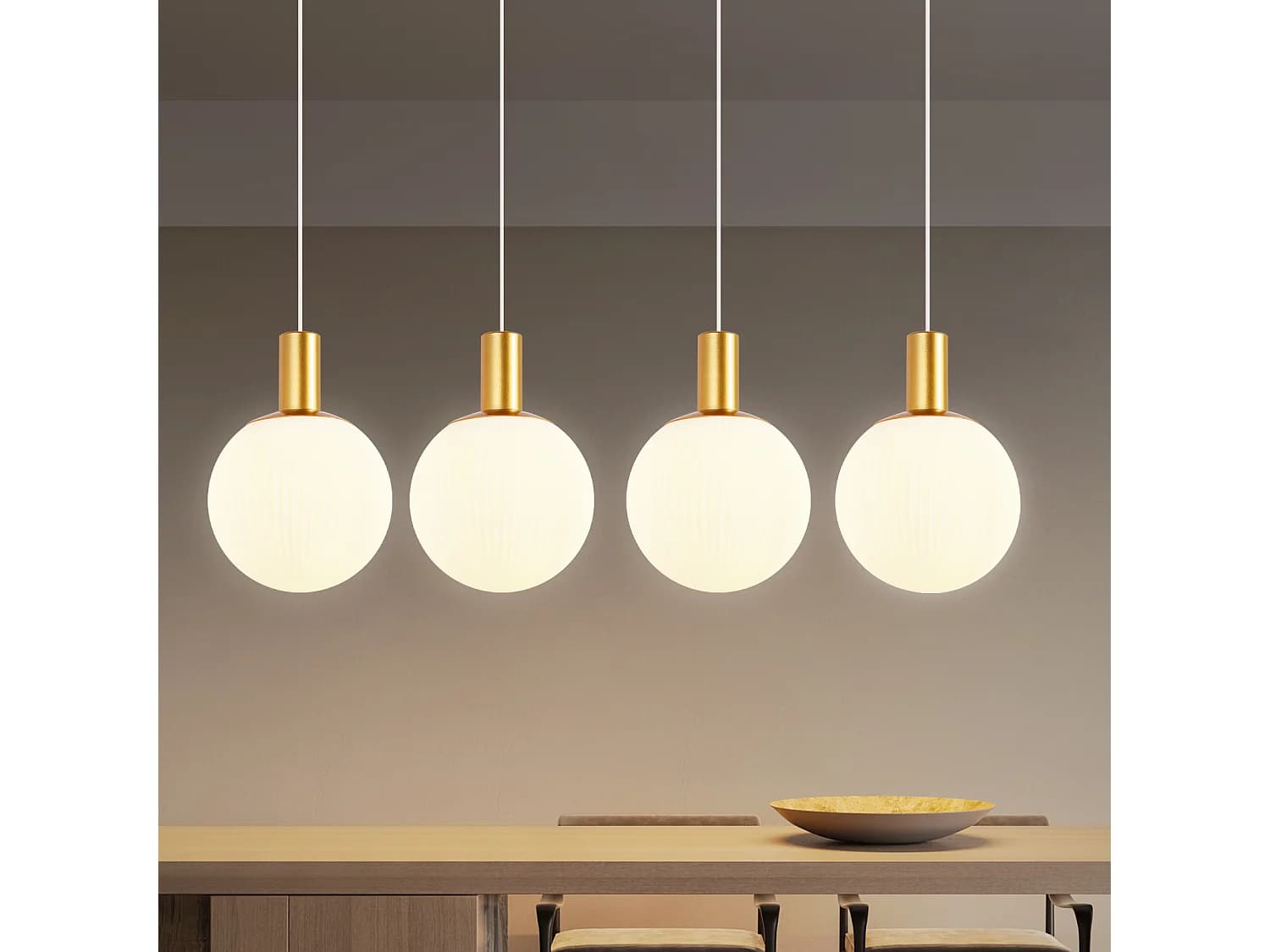 Nettlife Suspensions verre E27 Suspension 4 feux suspendus Hauteur réglable Lampe à suspension Moderne – Concept design – Haute qualité – Wahl gratuit