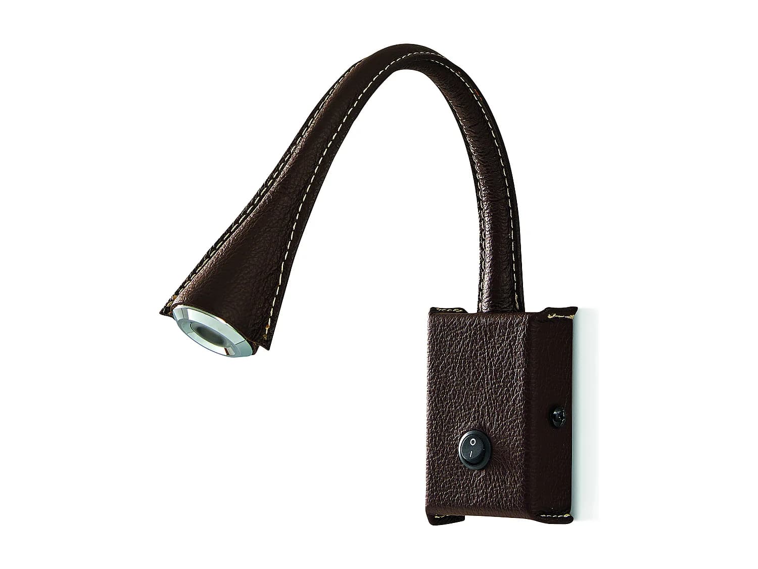 Applique murale modern Skin Reader-acier, cuir marron-2w led- 3 000K- 180º degrés-on&off-ip20