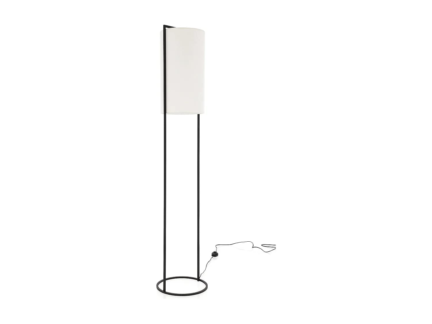 Lampadaire moderne Sintra-h164cm x P. ø28 cm-e27 40w-on&off -acier,coton-noir