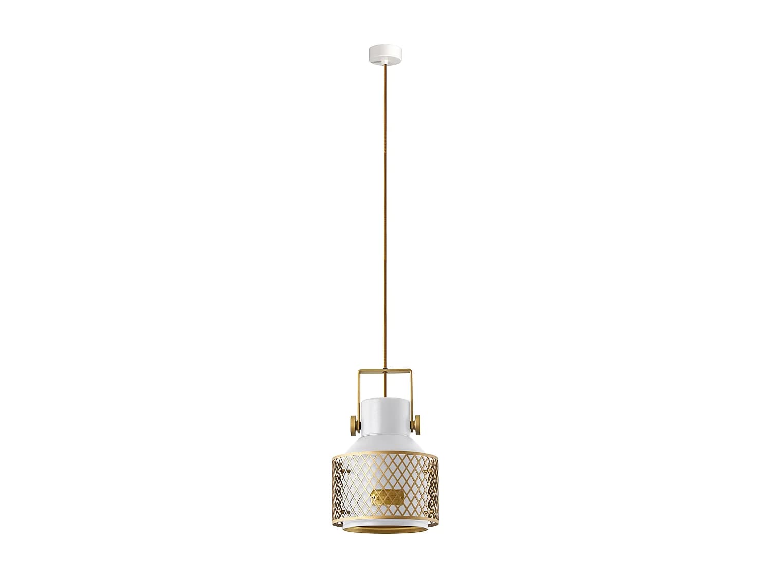 Plafonnier Tosca moderne-h150cm x d.ø20,4 cm-e27 60w-ip20-acier,aluminium-blanc