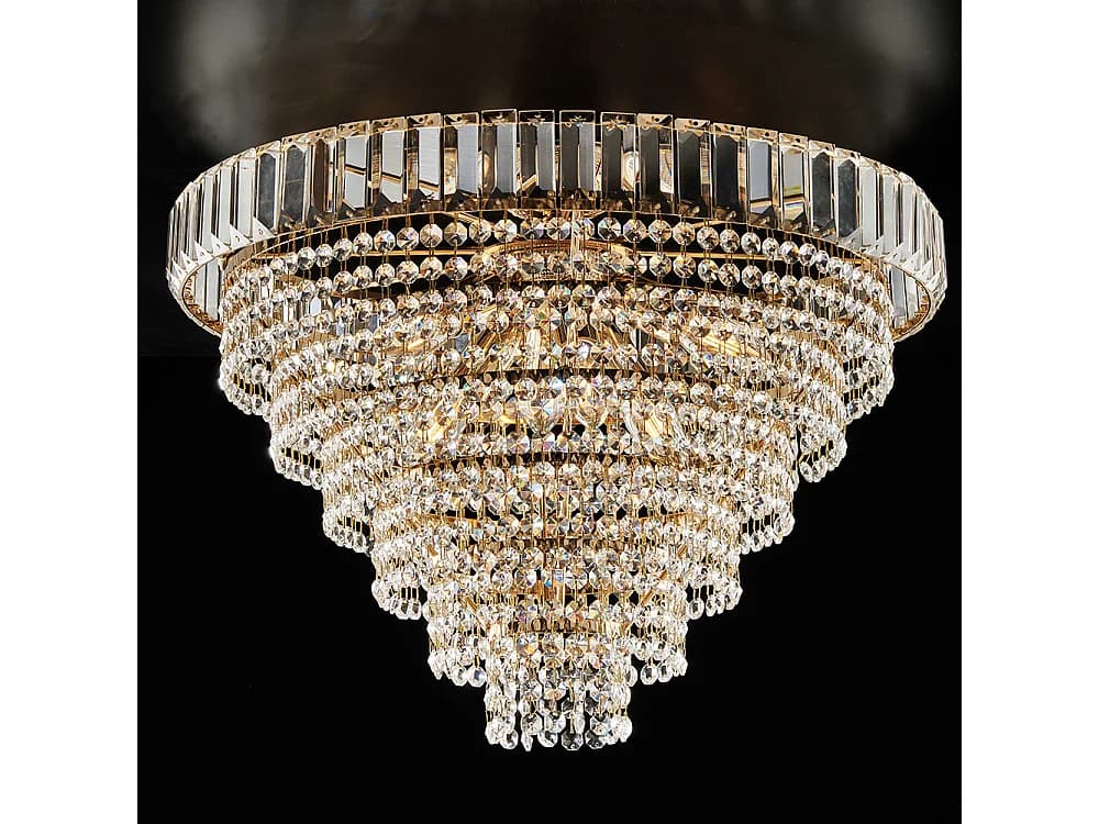 Vladimir Plafonnier en fer et laiton doré avec strass 6 lumières H.40 d.51 BL263-PL6-OR