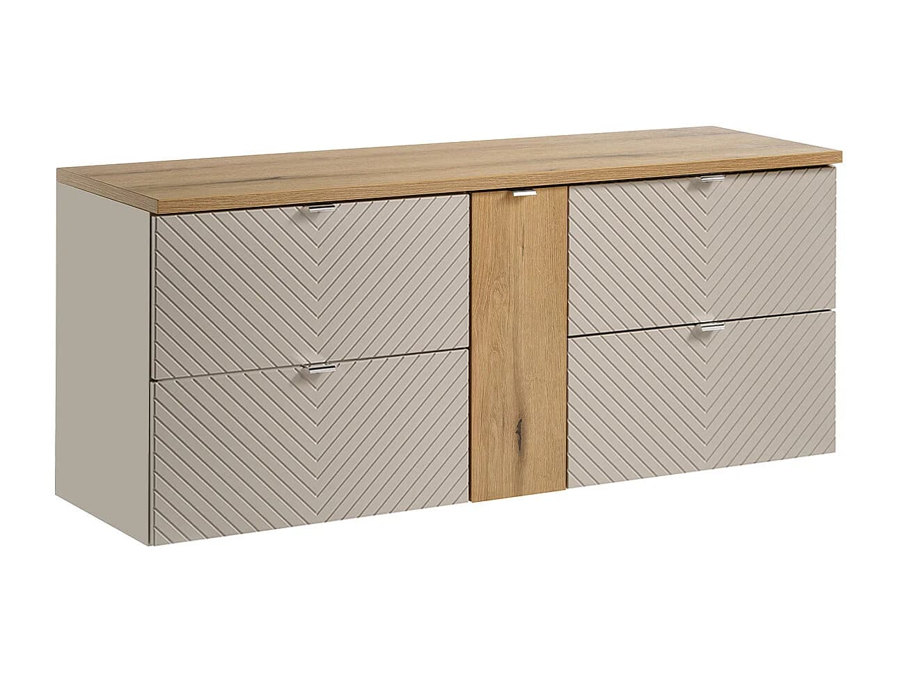 Meuble sous-vasque 140cm 4 tiroirs 1 porte Manoa Cachemire et bois