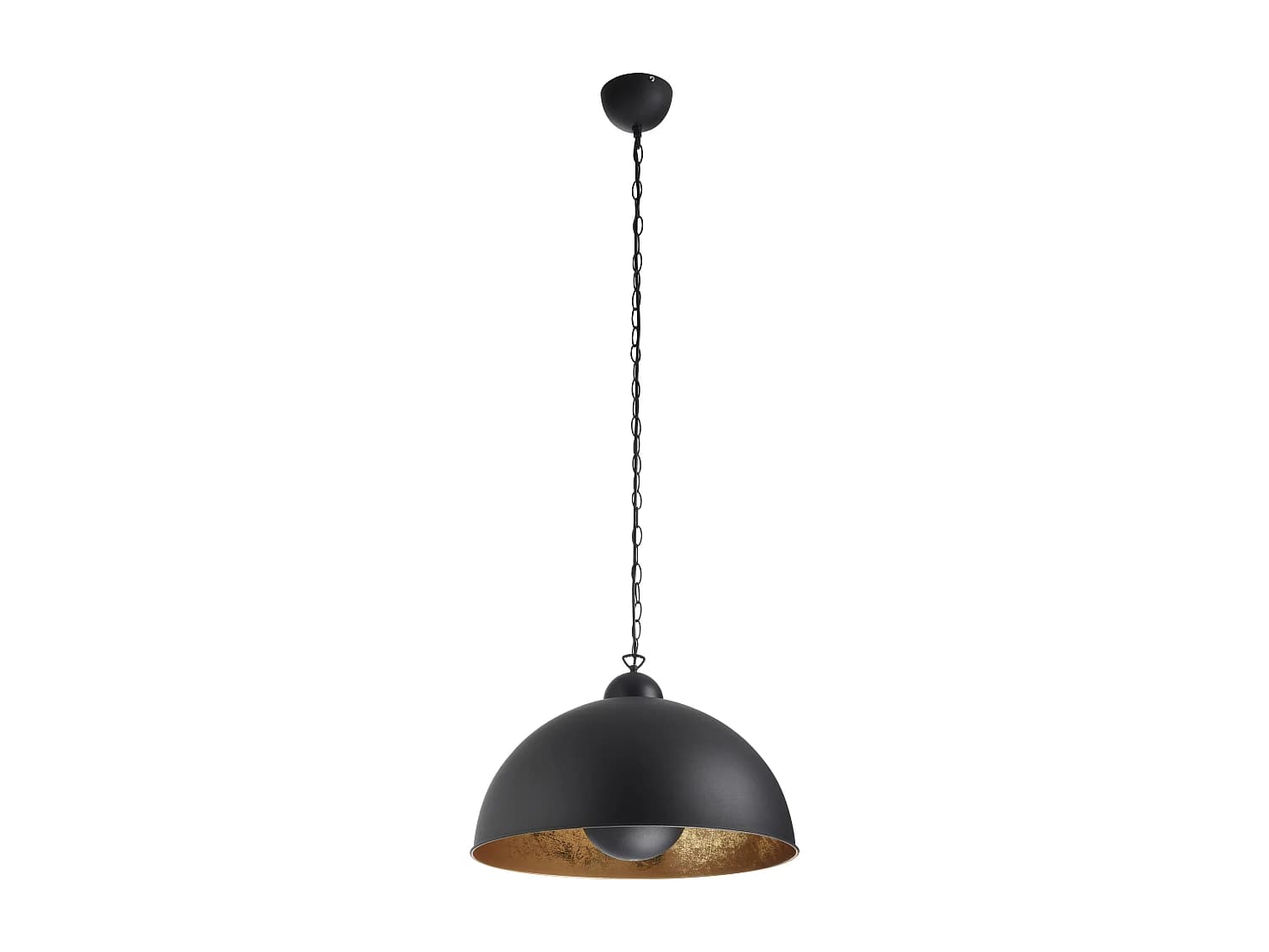 Plafonnier Tanna moderne- h165cm x d.ø 53 cm-e27 60w-acier- noir, feuille d'or-ip20
