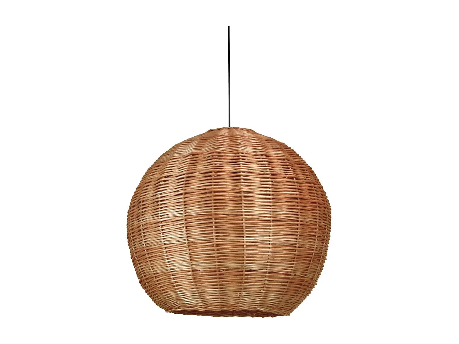 Plafonnier Naturel moderne-h130cm x ø70cm-e27 15w-acier, osier fonce-ip20