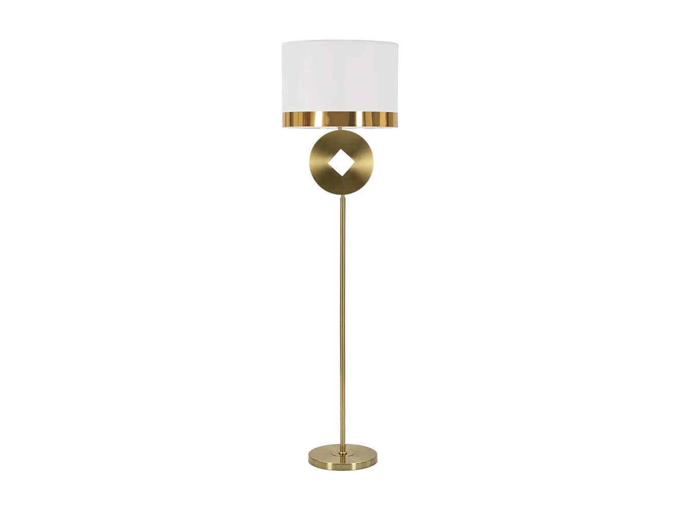Lampadaire en Métal "Coin" 151cm Or & Blanc