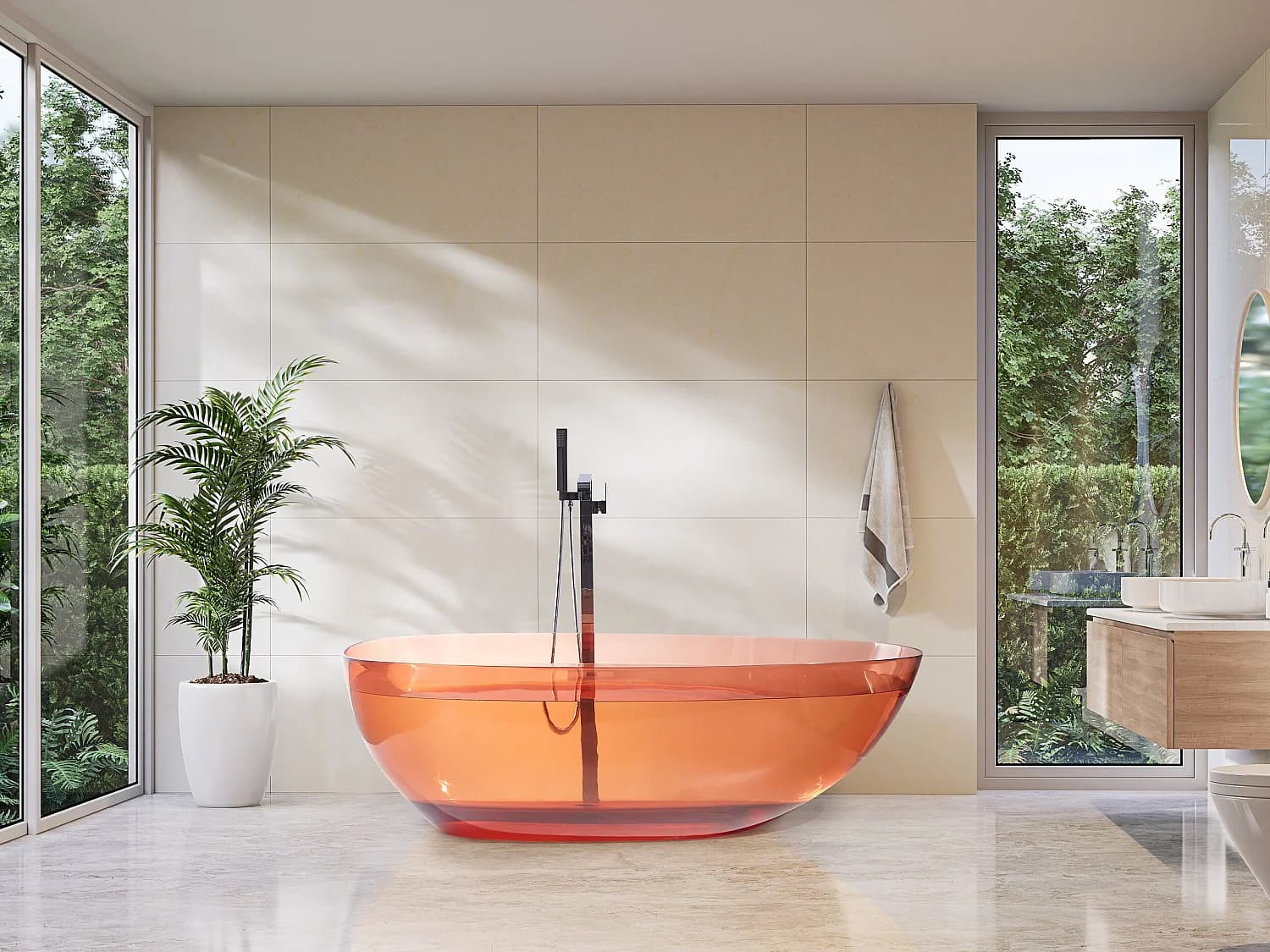 Baignoire îlot BLANCARENA 170 x 78 cm Rouge clair