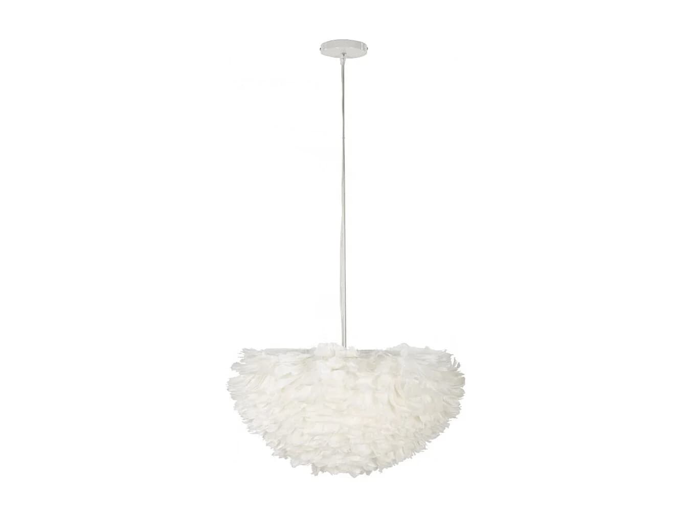 Lampe Suspension Déco "Imitation Plume" 60cm Blanc