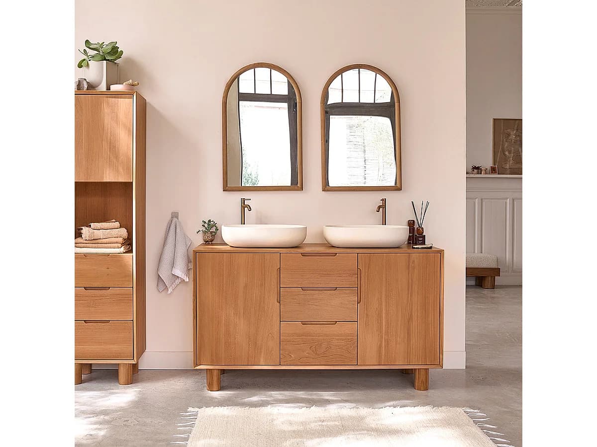 Meuble sous vasque en teck massif 140 cm