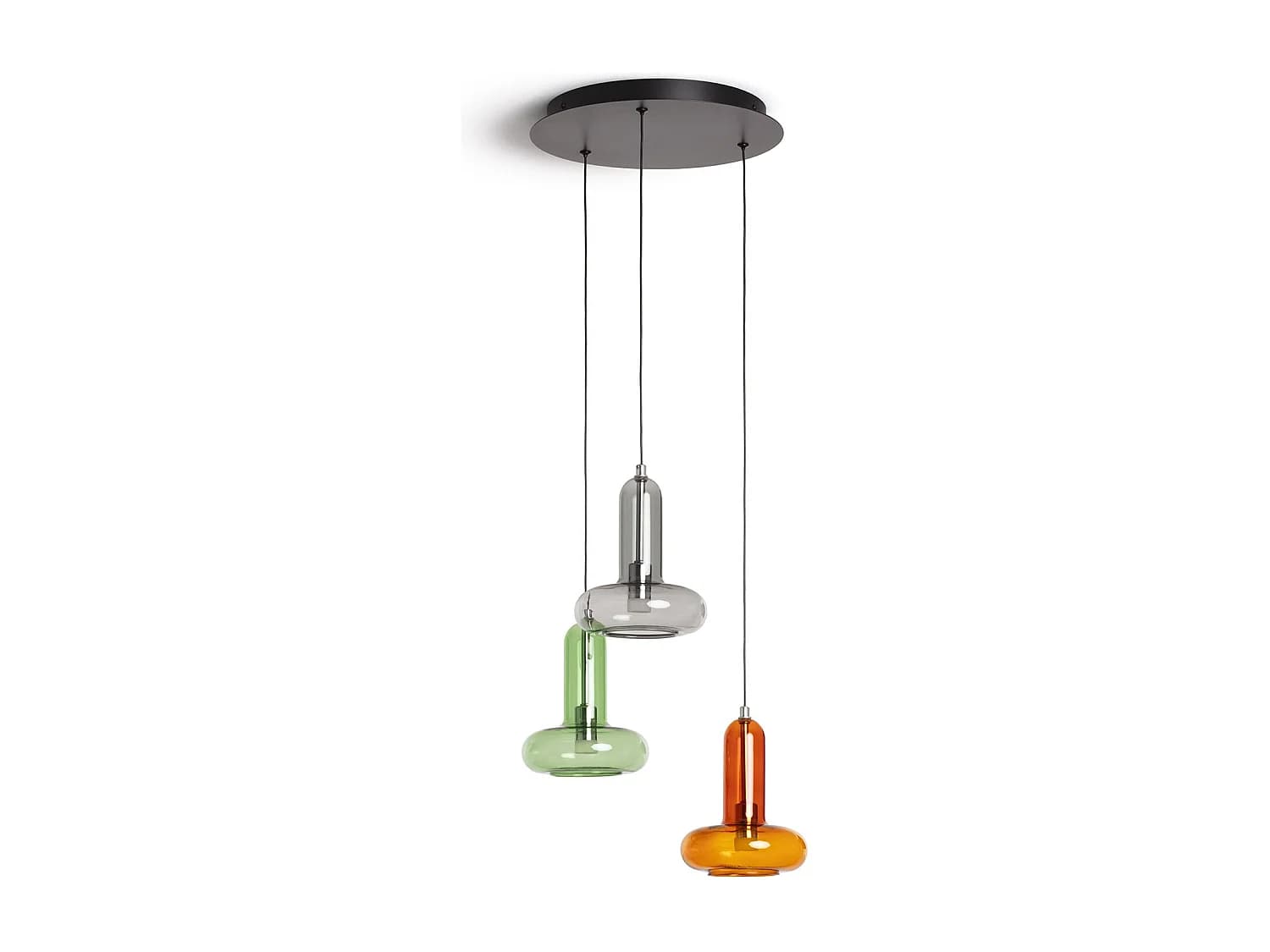 Suspension LED 15W Aluminium et Verre 3 Spots Fontans Multicolore