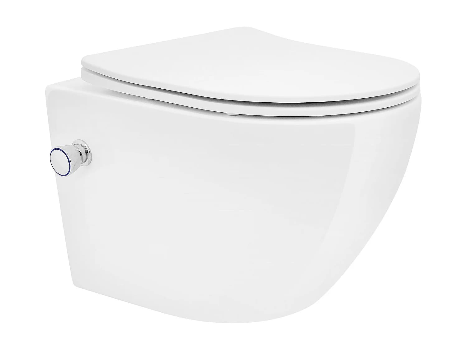 Toilette suspendu sans rebord blanc WC Soft Close fonction bidet salle de bain