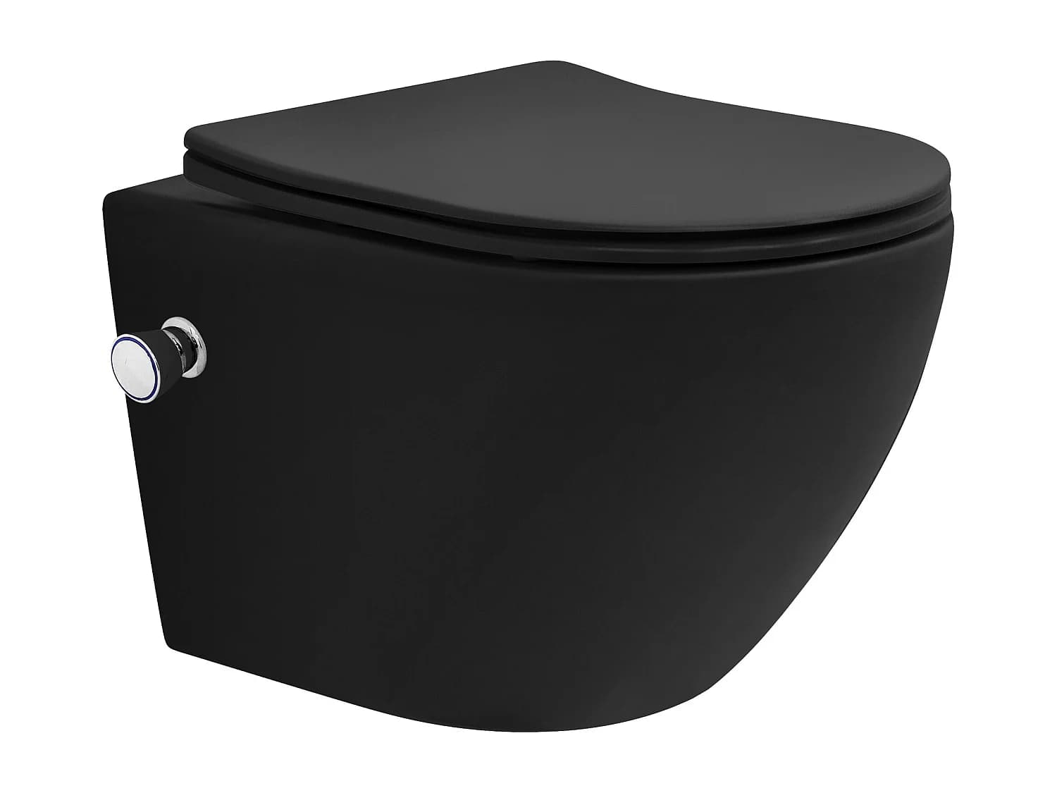 WC suspendu chasse d'eau tornado fonction bidet noir mat avec siège Softclose